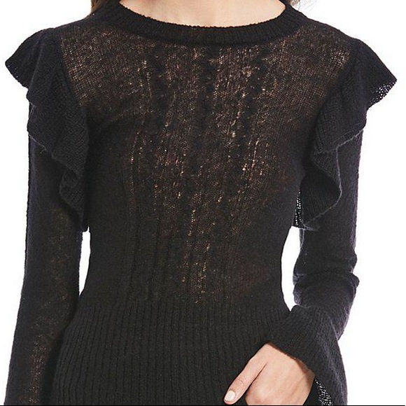 Chelsea & Violet Black Ruffle Statement Sweater🥨 - Picture 3 of 6